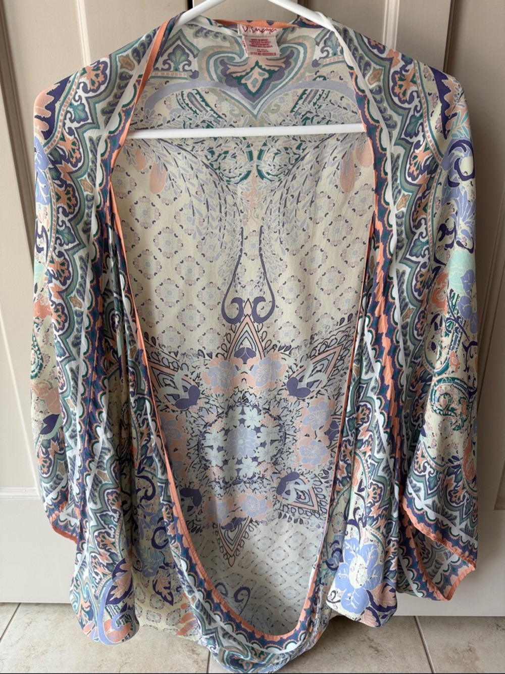 Lightweight Paisley Kimono Cardigan in Pastel Mix o/s